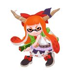  &gt;:) batta_(ijigen_debris) bow cosplay derivative_work domino_mask hair_bow horn_ribbon horns ibuki_suika ibuki_suika_(cosplay) ink_tank_(splatoon) inkling looking_at_viewer mask orange_eyes orange_hair parody ribbon shirt shoe_ribbon simple_background skirt sleeveless sleeveless_shirt smile solo splatoon_(series) splatoon_1 splattershot_(splatoon) super_soaker tentacle_hair touhou v-shaped_eyebrows water_gun wrist_cuffs 