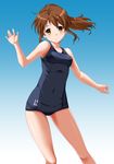  brown_eyes brown_hair hibike!_euphonium highres kaze_makase old_school_swimsuit oumae_kumiko ponytail school_swimsuit short_hair standing swimsuit 