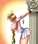  bandai_namco bdsm blonde_hair blush bondage bound breasts erect_nipples gradient gradient_background huge_breasts namco no_bra open_mouth sophitia_alexandra soul_calibur svoidist sweat very_long_hair 