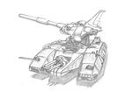  artist_request gundam magella_attack military_vehicle mobile_suit_gundam monochrome sketch tank vehicle 