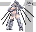  1girl areolae blackout blush breasts full_body huge_breasts mecha_musume nipples personification silver_hair simple_background solo standing transformers yellow_eyes 