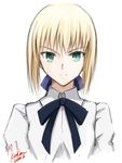  artoria_pendragon_(all) blonde_hair fate/stay_night fate_(series) green_eyes highres kem_kem looking_at_viewer saber short_hair simple_background solo white_background 