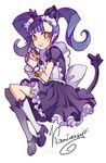  animal_ears bad_id bad_pixiv_id black_hair cat_ears cat_tail kaminary long_hair maid original slit_pupils solo tail twintails yellow_eyes 