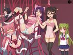  ahegao defeated drooling empty_eyes fighting_stockings_girl gradient gradient_background legwear mvv passed_out pussy_juice rolling_eyes tentacle thighhighs 