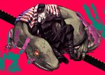  american_flag azuma_yuuki blonde_hair diego_brando dinosaur gloves hat jojo_no_kimyou_na_bouken military military_hat military_uniform steel_ball_run uniform 