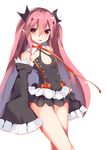  bad_id bad_pixiv_id bare_shoulders blush detached_sleeves henet_hene krul_tepes long_hair looking_at_viewer owari_no_seraph pink_hair pointy_ears red_eyes smile solo 
