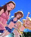  :d =_= ^_^ araki_hina armpits arms_up beach bikini bikini_shorts blonde_hair blue_bikini blue_sky blush bracelet breasts brown_eyes brown_hair cleavage closed_eyes collarbone day dutch_angle futaba_anzu glasses hood hooded_jacket hoodie idolmaster idolmaster_cinderella_girls jacket jewelry jougasaki_rika kawaty long_hair looking_at_viewer low_twintails multicolored multicolored_stripes multiple_girls navel open_clothes open_hoodie open_mouth outdoors plaid plaid_bikini polka_dot seki_hiromi shorts sky small_breasts smile striped striped_swimsuit sweat swimsuit tears twintails two_side_up very_long_hair 