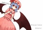  blue_hair cover cover_page dress hat raayu_(meltaway) red_eyes remilia_scarlet short_hair solo touhou wings 