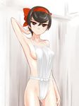  areola_slip areolae armpits black_hair blush breasts brown_eyes cameltoe fundoshi girls_und_panzer girls_und_panzer_ribbon_no_musha highres japanese_clothes looking_at_viewer medium_breasts mole mole_under_eye sideboob solo takafumi tsuruki_shizuka 