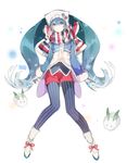  artist_name bad_id bad_pixiv_id blue_hair boots borrowed_design coat gloves hair_through_headwear hat hatsune_miku lavender_eyes legwear_under_shorts long_hair pantyhose relly scarf shorts smile snow_bunny solo striped striped_legwear twintails vertical-striped_legwear vertical_stripes vocaloid yuki_miku 