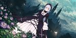  bug butterfly castle dress flower gothic_lolita highres insect jean_popo lolita_fashion long_hair red_eyes rose rozen_maiden silver_hair solo suigintou 