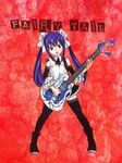  black_hair blue_hair brown_eyes detached_sleeves electric_guitar fairy_tail guitar instrument long_hair mashima_hiro solo thighhighs twintails wendy_marvell zettai_ryouiki 