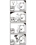  4koma axe bad_id bkub cigarette comic greyscale highres monochrome murder poptepipic popuko school_uniform serafuku sidelocks simple_background smoking translated two-tone_background two_side_up weapon 