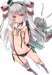  amatsukaze_(kantai_collection) bad_id bad_twitter_id banned_artist breasts garter_straps kantai_collection kyara36 long_hair panties silver_hair small_breasts solo striped thighhighs torn_clothes two_side_up underwear 