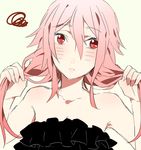  ariilha12 bare_shoulders blush breasts guilty_crown hair_ornament hairclip long_hair looking_at_viewer pink_hair red_eyes small_breasts solo twintails yuzuriha_inori 