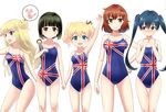 :d adapted_costume alice_cartelet arm_up black_hair blue_eyes blush breasts brown_eyes brown_hair clenched_hands collarbone competition_school_swimsuit covered_navel doll flag_print hair_bun hand_on_hip holding_hands inokuma_youko ishizu_kayu kin-iro_mosaic kokeshi komichi_aya kujou_karen lineup long_hair looking_at_another looking_at_viewer looking_to_the_side matching_outfit medium_breasts multiple_girls nose_blush one-piece_swimsuit oomiya_shinobu open_mouth print_swimsuit school_swimsuit short_hair small_breasts smile spoken_animal swimsuit thigh_gap twintails union_jack white_background 