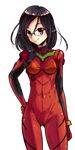  black_hair blue_eyes blush boa_(brianoa) bodysuit breasts cosplay covered_navel cowboy_shot crotch_seam glasses gloves hair_between_eyes hibike!_euphonium highres light_smile long_hair looking_at_viewer namesake neon_genesis_evangelion number over-rim_eyewear pilot_suit plugsuit rebuild_of_evangelion red-framed_eyewear semi-rimless_eyewear shikinami_asuka_langley shikinami_asuka_langley_(cosplay) skinny small_breasts smile solo souryuu_asuka_langley souryuu_asuka_langley_(cosplay) standing tanaka_asuka transparent_background turtleneck 