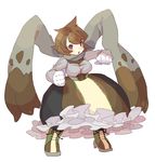  bad_id bad_pixiv_id brown_hair clenched_hands diggersby dress gen_6_pokemon gloves lemming_no_suana personification pokemon scarf shoes solo 