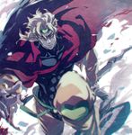  abs ankai_(rappelzankai) black_nails blonde_hair blurry cape dio_brando earrings headband jewelry jojo_no_kimyou_na_bouken knee_pads male_focus nail_polish red_eyes solo 