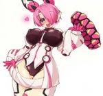  bare_shoulders blush bodysuit breasts cameltoe covered_nipples detached_sleeves heart heart-shaped_pupils heavy_breathing large_breasts looking_at_viewer mechanical_halo open_mouth original pink_hair pointy_ears purple_eyes rei_(holyspirit) short_hair smile solo spoken_heart symbol-shaped_pupils 