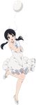  ballet_slippers balloon black_hair blue_eyes bow dress full_body gloves hands_clasped kitashirakawa_tamako looking_at_viewer low_twintails official_art own_hands_together ribbon solo tamako_market transparent_background twintails white_dress 
