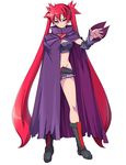  akaga_hirotaka arcana_heart arcana_heart_3 belt boots breasts cape detached_sleeves full_body long_hair medium_breasts midriff official_art red_eyes red_hair scharlachrot short_shorts shorts simple_background solo twintails very_long_hair white_background 