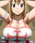  1girl breasts brown_eyes brown_hair cleavage elie erect_nipples fairy_tail huge_breasts photoshop rave screencap stitched 