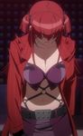  breasts female gradient gradient_background highres large_breasts murasaki_kaori red_hair solo standing stitched triage_x 