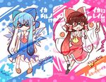  :o artist_name ascot blouse blue_dress blue_eyes blue_hair blush bow brown_eyes brown_hair cirno cirno_(cosplay) collar cosplay crossover dated detached_sleeves dress dress_shirt fang hair_bow hair_tubes hakurei_reimu hakurei_reimu_(cosplay) ice ice_wings inkling monster_girl multiple_girls ofuda open_mouth parody pointy_ears puffy_sleeves red_bow red_ribbon ribbon shirt signature skirt smile socks splatoon_(series) splatoon_1 tentacle_hair touhou translated white_blouse wing_collar wings yurume_atsushi 