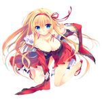  blonde_hair blue_eyes breasts insmode large_breasts ribbon simple_background 