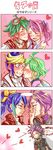  3girls 4boys ahoge anger_vein black_hair blonde_hair blue_eyes blue_hair blush bow bracelet_girls cheek_kiss choker chorogy closed_eyes comic earrings green_eyes green_hair hair_bow hand_on_another's_face heart highres hiiragi_yuzu jacket_on_shoulders jewelry kiss kiss_day multicolored_hair multiple_boys multiple_girls necktie pendant pink_hair ponytail purple_eyes purple_hair red_hair rin_(yuu-gi-ou_arc-v) sakaki_yuuya school_uniform serena_(yuu-gi-ou_arc-v) sleeveless translated two-tone_hair yuu-gi-ou yuu-gi-ou_arc-v yuugo_(yuu-gi-ou_arc-v) yuuri_(yuu-gi-ou_arc-v) yuuto_(yuu-gi-ou_arc-v) 