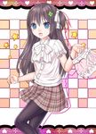  black_hair blue_eyes fang long_hair original pantyhose revision solo tsukino_neru 