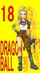  android_18 bad_id bad_pixiv_id bandaid bandaid_on_face blonde_hair blue_eyes boots breasts contrapposto copyright_name covered_nipples dragon_ball dragon_ball_z earrings frown full_body gloves goggles goggles_around_neck gun hand_on_hip jewelry looking_at_viewer short_hair solo standing tororo_ps weapon yellow_background 