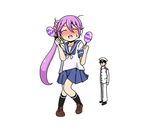  1girl admiral_(kantai_collection) admiral_shiro_(shino) akebono_(kantai_collection) bell blush flower hair_bell hair_flower hair_ornament instrument jingle_bell kantai_collection lowres maracas purple_hair school_uniform shino_(ponjiyuusu) 