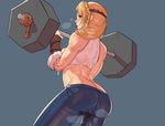  1girl ahegao ass astrid_hofferson barbell blonde_hair blue_eyes braid butt_crack cameltoe contemporary crop_top from_behind gloves hair_over_shoulder heart heart-shaped_pupils heavy_breathing how_to_train_your_dragon john_doe long_hair midriff muscle nose pussy_juice rolling_eyes see-through side_braid simple_background single_braid solo spandex sweat symbol-shaped_pupils tongue tongue_out vibrator_bulge vibrator_under_clothes weightlifting wet wet_clothes 