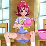  ai-chan_(dokidoki!_precure) aida_mana baby_bottle bad_id bad_pixiv_id blush bottle bow cameltoe chair dokidoki!_precure feeding hair_bow highres holding looking_at_another miniskirt mont_blanc_(heartcatch_ayaya) multiple_girls oogai_daiichi_middle_school_uniform open_mouth panties pantyshot pantyshot_(sitting) pink_eyes pink_hair precure sailor_collar school_uniform serafuku short_hair sitting skirt smile spread_legs underwear white_panties white_sailor_collar 