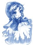  blush hood kumoi_ichirin long_sleeves monochrome open_mouth sketch solo touhou white_background wide_sleeves yuran_(kuen-hien) 