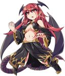  alternate_costume bat_wings detached_sleeves full_body fun_bo head_wings koakuma long_hair marisa_to_alice_no_cookie_storia red_eyes red_hair simple_background solo touhou white_background wings 