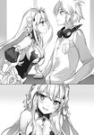  1girl breasts character_request cleavage comic greyscale headphones large_breasts last_embryo long_hair momoko_(momopoco) mondaiji-tachi_ga_isekai_kara_kuru_sou_desu_yo? monochrome non-web_source official_art 