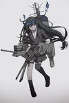  bad_id bad_pixiv_id black_hair dark hatsushimo_(kantai_collection) headband highres kantai_collection long_hair machinery midoriimo_(9ne8n) red_eyes remodel_(kantai_collection) school_uniform solo turret 