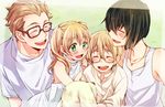  2girls bad_id bad_pixiv_id black_(kekkai_sensen) blonde_hair brother_and_sister brown_hair family father_and_daughter father_and_son glasses kekkai_sensen long_hair mother_and_daughter mother_and_son multiple_boys multiple_girls naho_(pi988y) short_hair siblings smile white_(kekkai_sensen) 