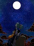  artist_name full_moon l_hakase looking_up male_focus moon night night_sky sayo_samonji sky solo star_(sky) starry_sky touken_ranbu twitter_username 