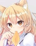 aburaage animal_ears bad_id bad_pixiv_id blonde_hair blush bow braid cat_ears cat_tail colorized food grey_background hair_bow hair_ornament kemonomimi_mode kirisame_marisa long_hair momoirone mouth_hold no_hat no_headwear paw_pose side_braid simple_background single_braid sketch solo tail touhou twitter_username upper_body yellow_eyes 