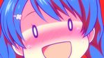  blue_hair breasts close-up face nude open_mouth shokugeki_no_souma simple_background smile tadokoro_megumi 