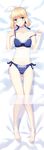  ahoge artoria_pendragon_(all) bikini blonde_hair blue_panties bra dakimakura fate/stay_night fate_(series) full_body green_eyes lingerie navel panties saber side-tie_panties solo stomach swimsuit underwear underwear_only yaho_(yaho0211) 