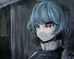  bad_id bad_twitter_id blue_eyes blue_hair chromatic_aberration crying crying_with_eyes_open dark dated heterochromia looking_away meiji_(charisma_serve) red_eyes short_hair solo tatara_kogasa tears touhou turtleneck upper_body 