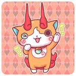  cat chill_ykon fiery_tail fire full_body jibakoma looking_at_viewer lowres no_humans one_eye_closed open_mouth solo standing tail youkai youkai_watch youkai_watch_2 