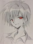  highres izumo_neko male_focus nagisa_kaworu neon_genesis_evangelion red_eyes silver_hair sketch smile solo traditional_media 