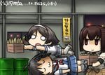  :3 ahoge aramaki_scaltinof black_hair brown_hair dated drum_(container) hair_ornament hairband hairclip hamu_koutarou hyuuga_(kantai_collection) kako_(kantai_collection) kantai_collection multiple_girls o_o school_uniform serafuku short_hair tanikaze_(kantai_collection) teruyof translated tripping 