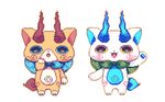  brothers full_body furoshiki komajirou komasan looking_at_viewer makoto_(konbumi) no_humans open_mouth pixel_art siblings standing transparent_background waving youkai youkai_watch 